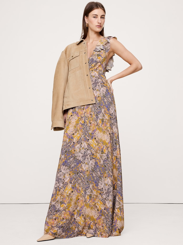 Matte Silk Open-Back Maxi Dress