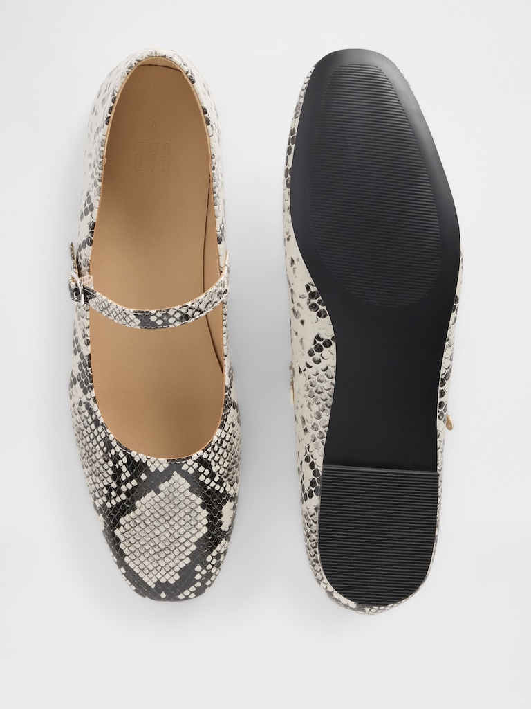 Snake Print Mary Jane Flats