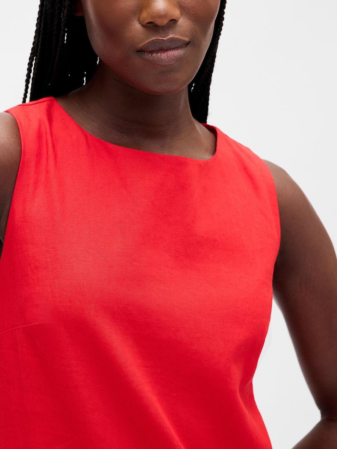 Linen-Blend Mini Shift Dress