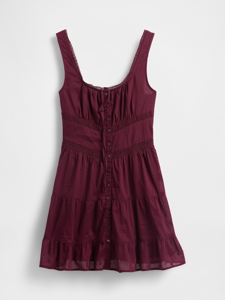 Lace-Trim Tiered Mini Dress