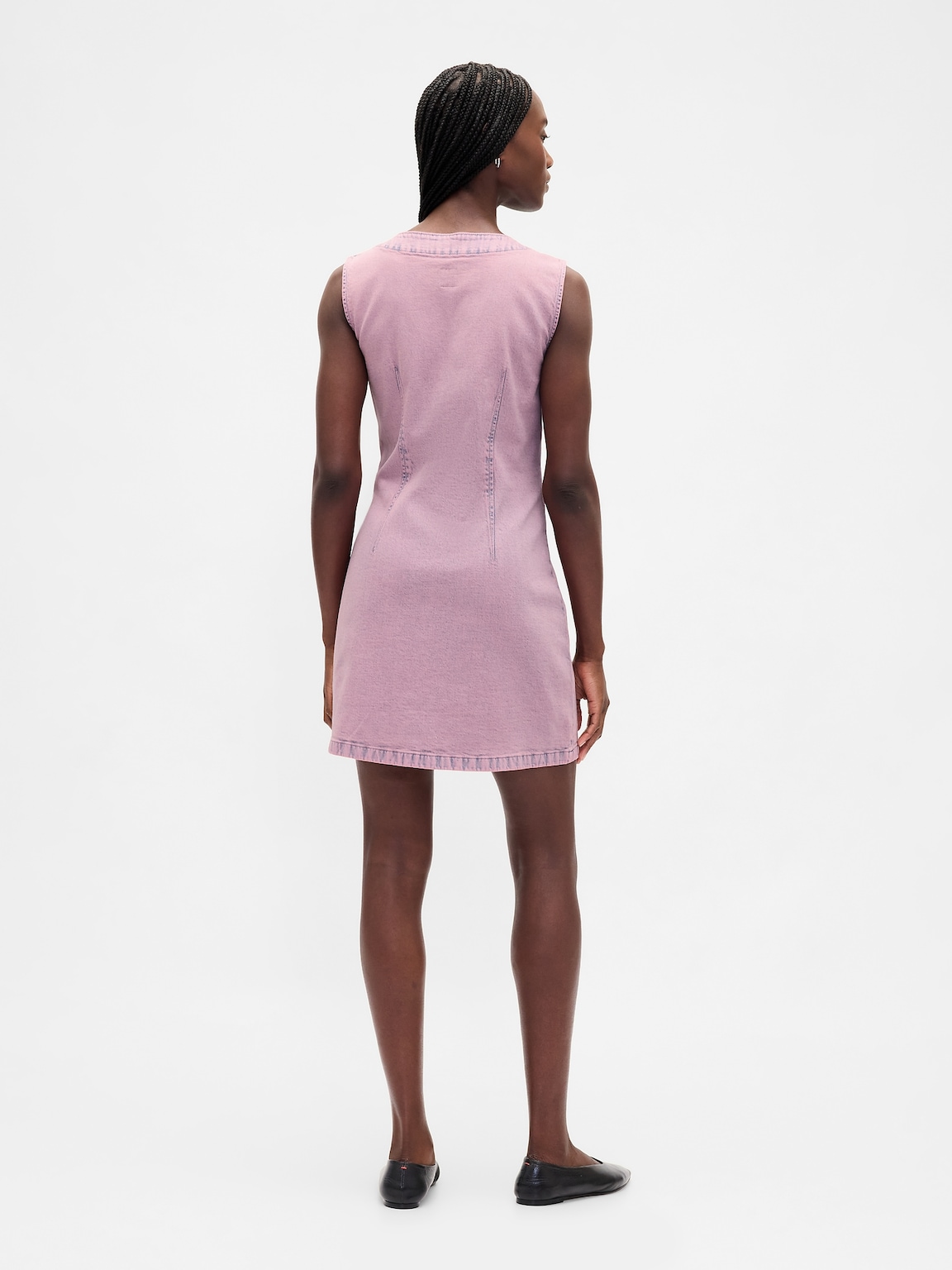 Denim V-Neck Mini Dress