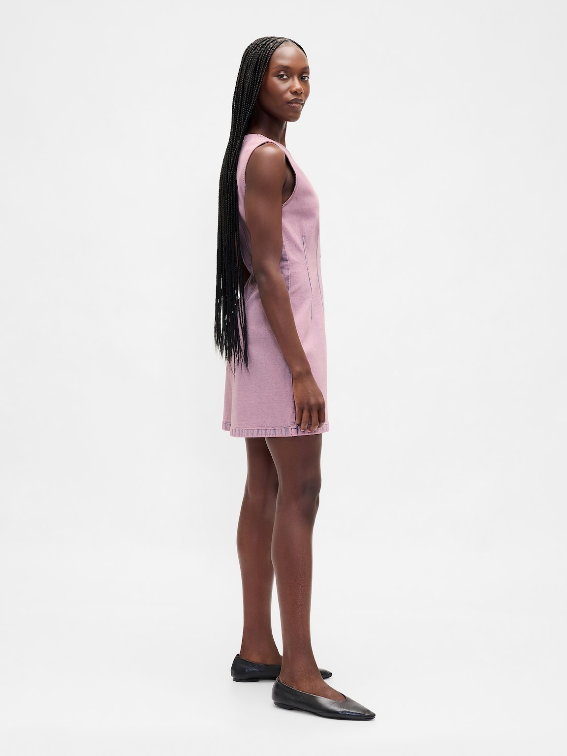 Denim V-Neck Mini Dress