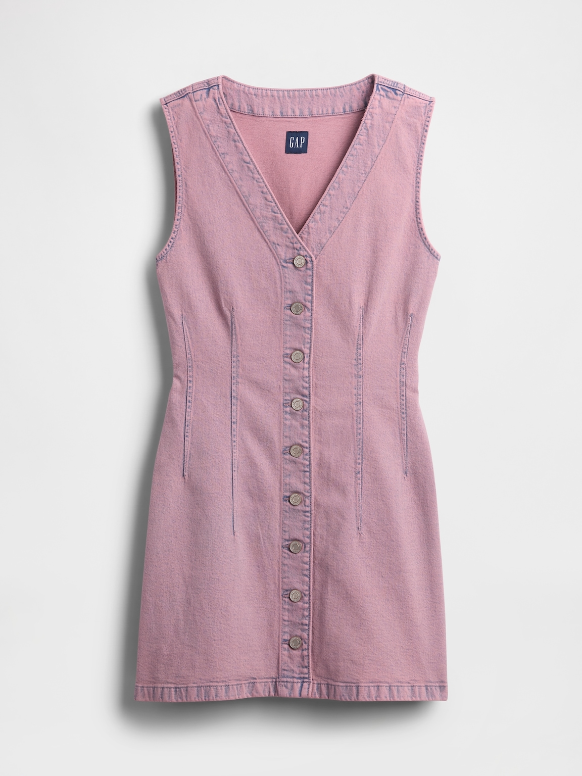 Denim V-Neck Mini Dress