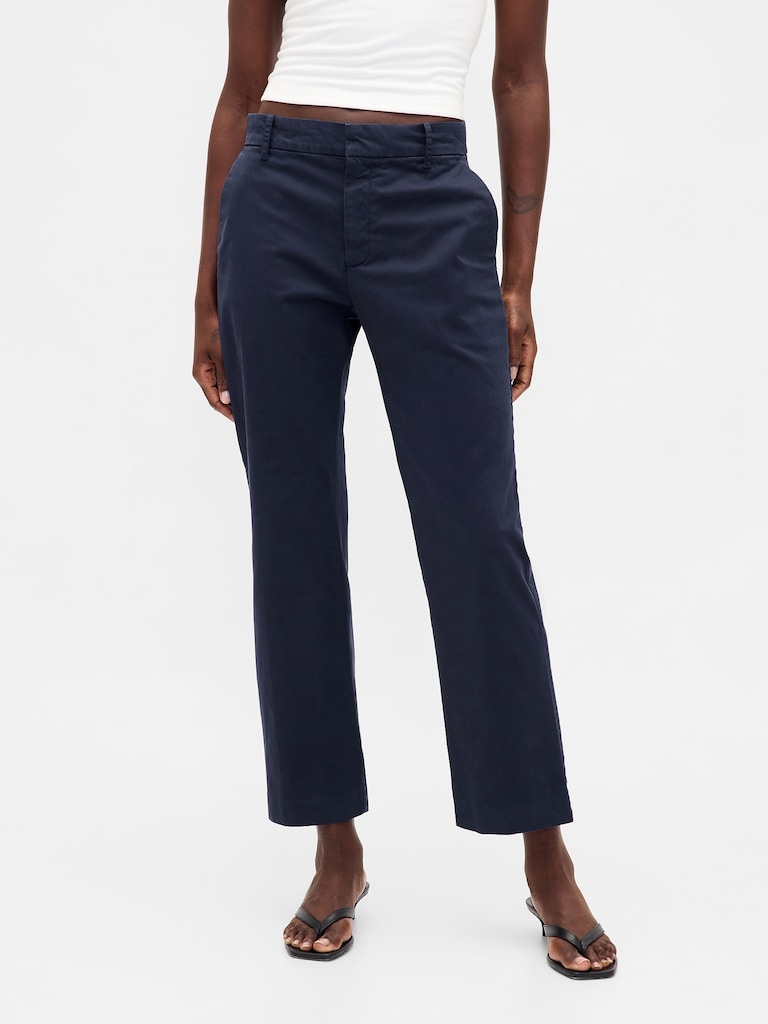 Mid Rise Straight Khakis