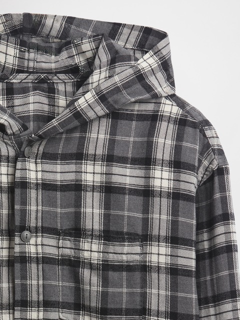 Kids Organic Cotton Hooded Flannel Shirt