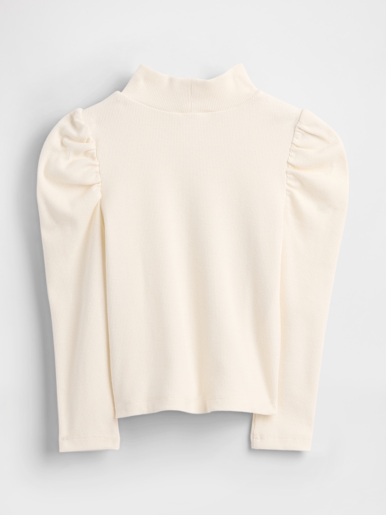 Baby & Toddler Puff-Sleeve Rib Mockneck