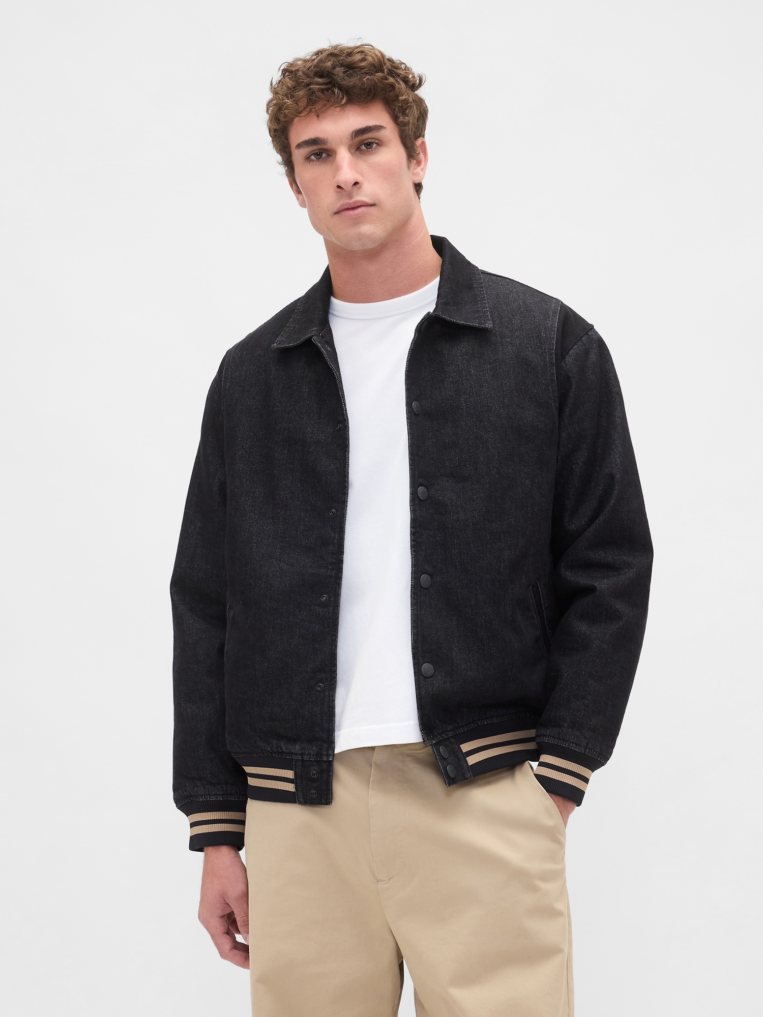 Oversized Varsity Denim Jacket | Gap