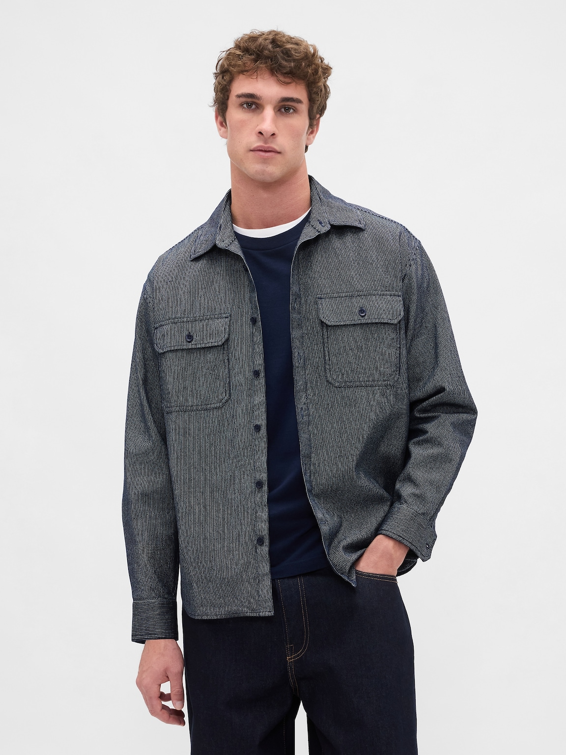 Denim Stripe Big Shirt