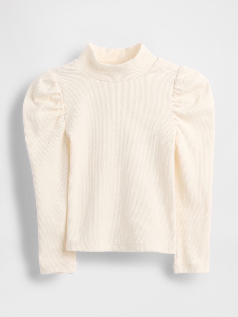 Baby & Toddler Puff-Sleeve Rib Mockneck
