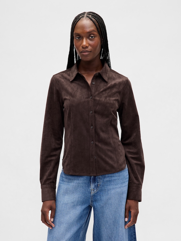 Vegan Suede Fitted Shirt