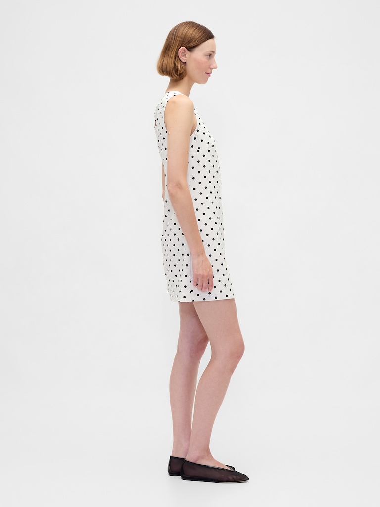 Linen-Blend Mini Shift Dress