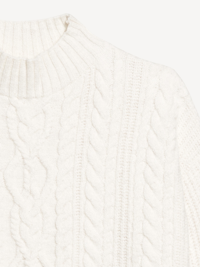 SoSoft Cropped Mock-Neck Cable Sweater