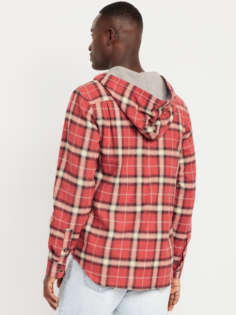 Hooded Plaid Flannel Shirt