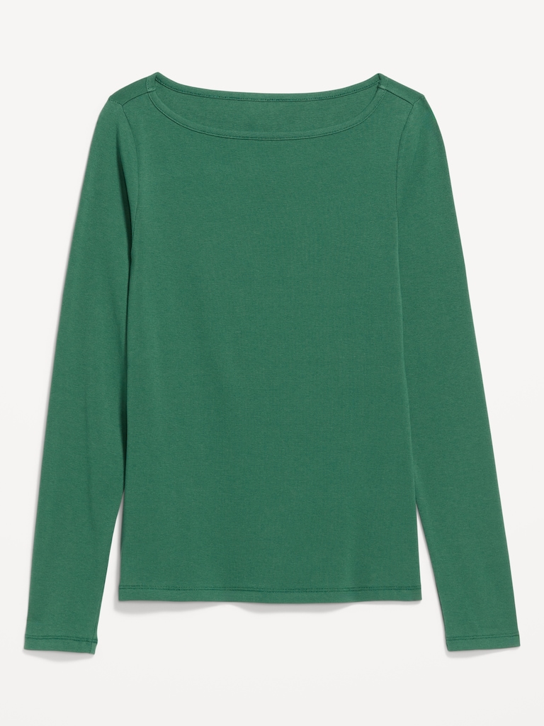 Snug Long-Sleeve Boatneck T-Shirt