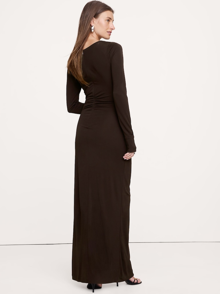 Matte Jersey Ruched Maxi Dress