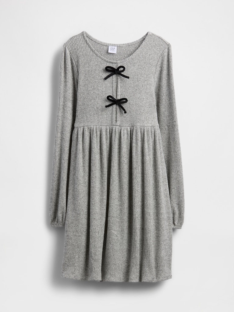 Kids Softspun Rib Bow-Front Dress