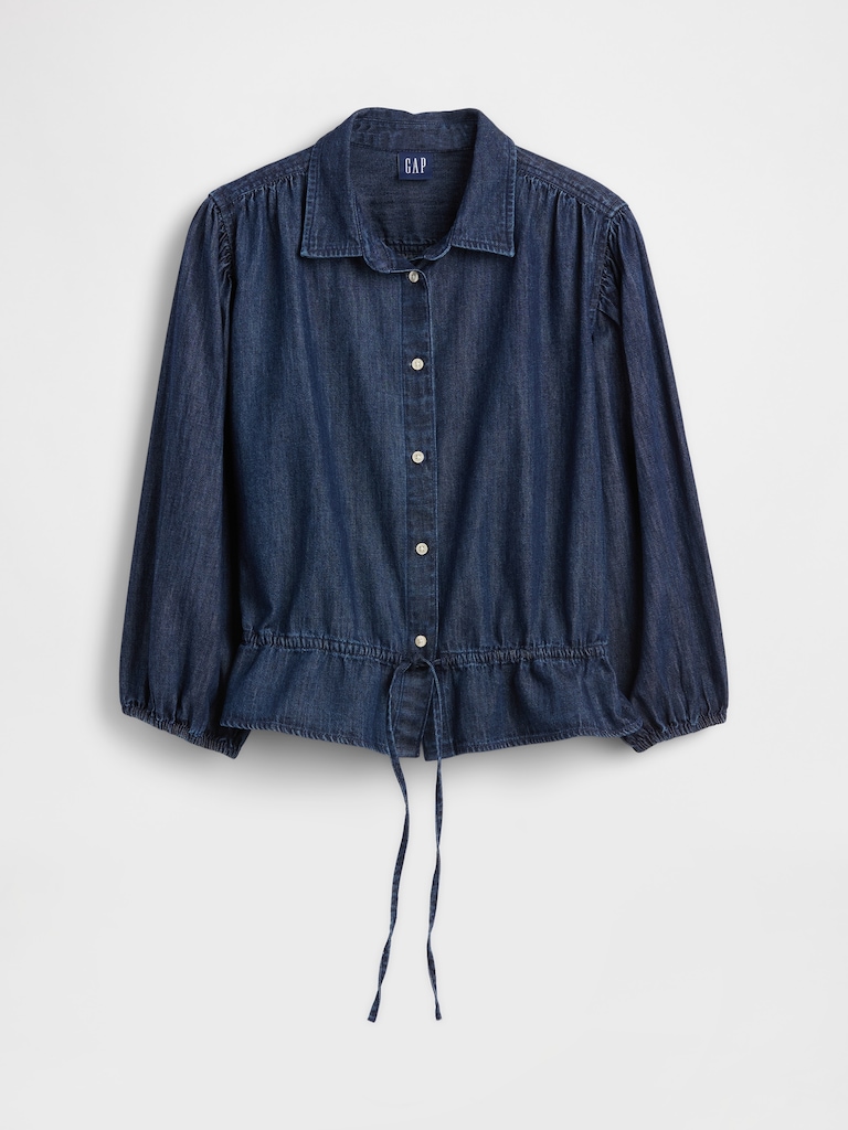 Denim Tie-Waist Top
