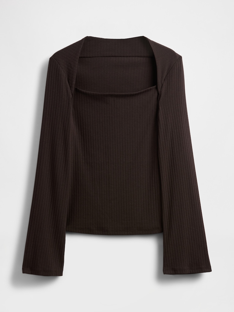 Modern Rib Envelope-Neck Top