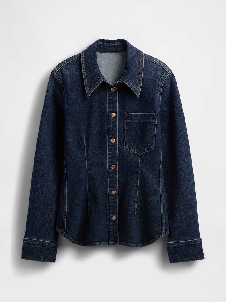 Denim Cinch-Seam Shirt