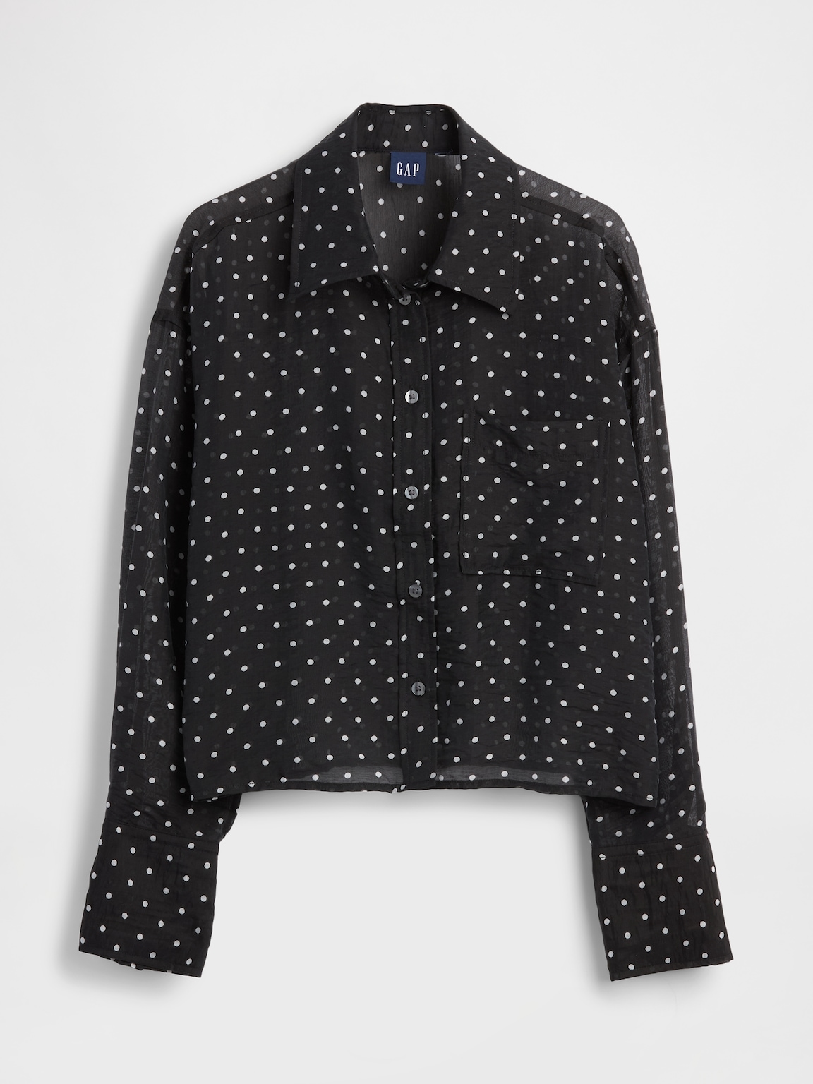 Sheer Straight-Hem Crop Shirt