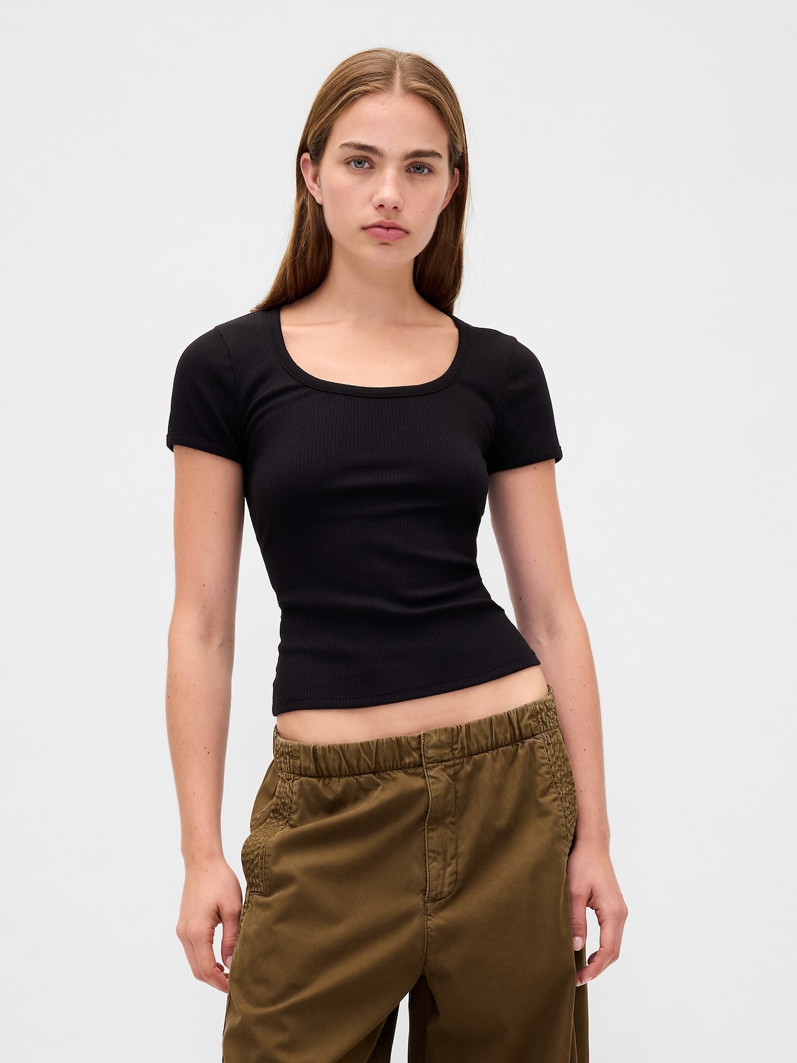 Modern Rib Scoop Crop T-Shirt
