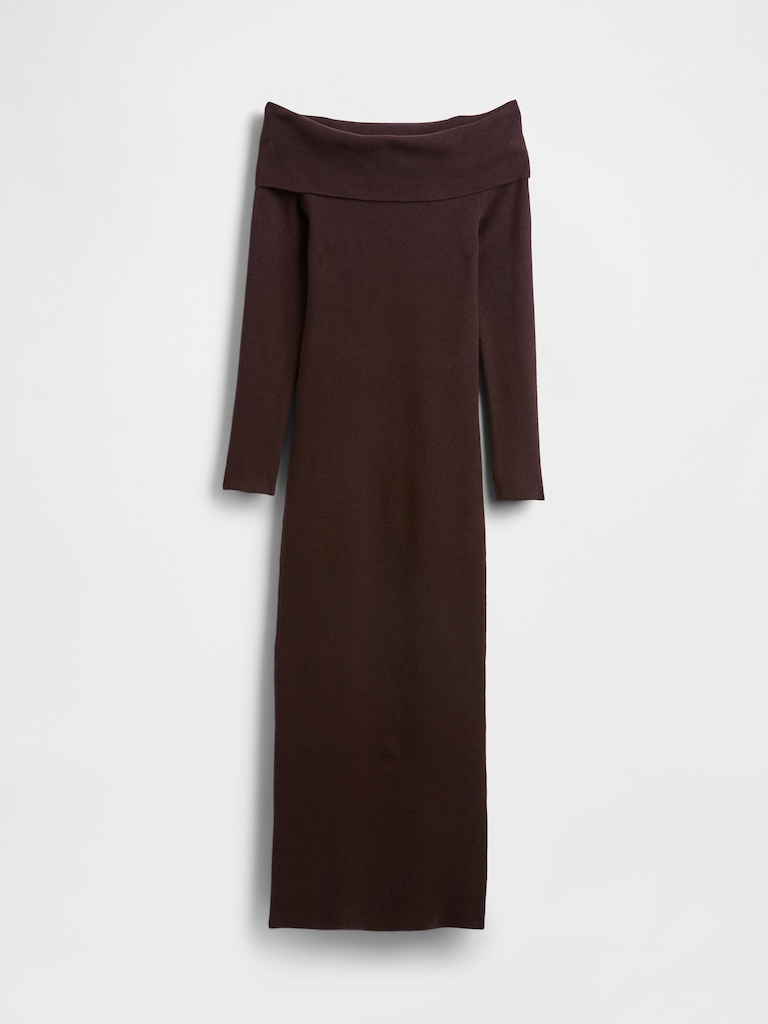 CashSoft Stretch Off-Shoulder Midi Sweater Dress