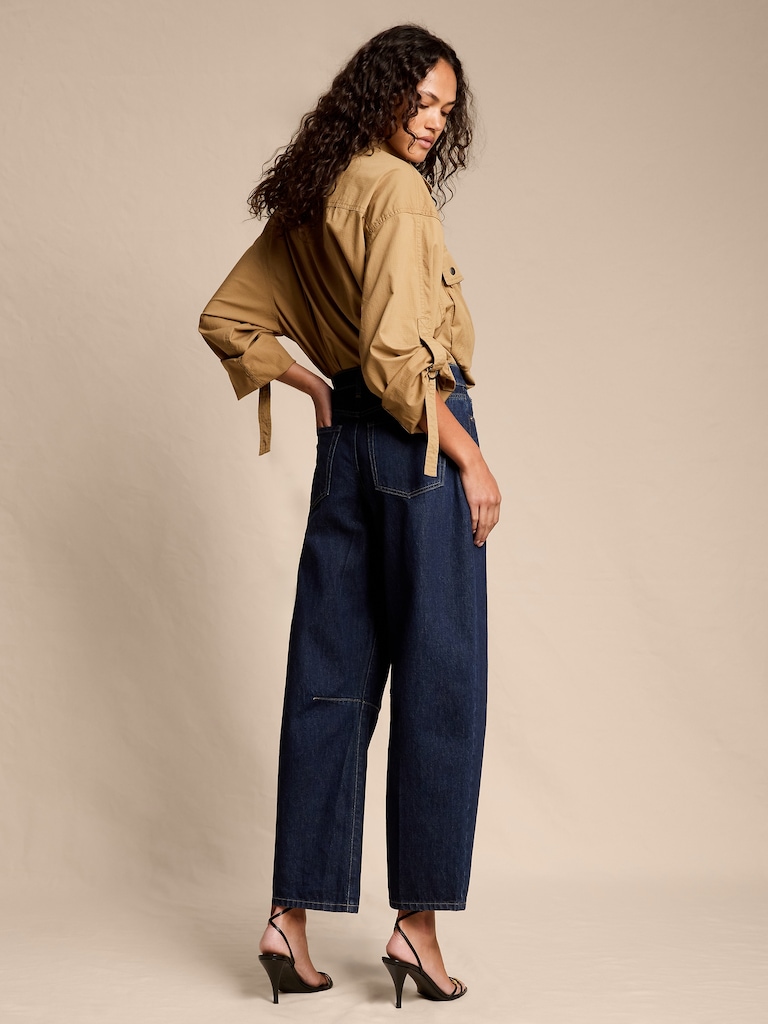 Mid-Rise Barrel Ankle Jean