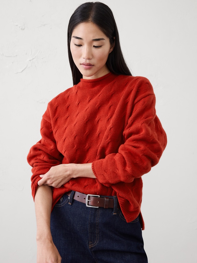 Cable Roll-Neck Sweater