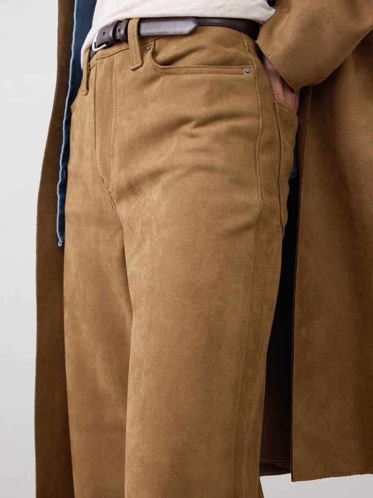 Straight High-Rise Vegan Suede Pant