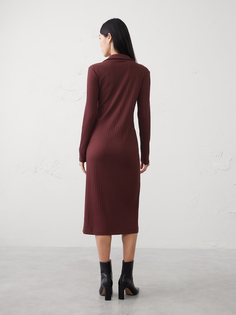 Wide-Ribbed Knit Midi Dress