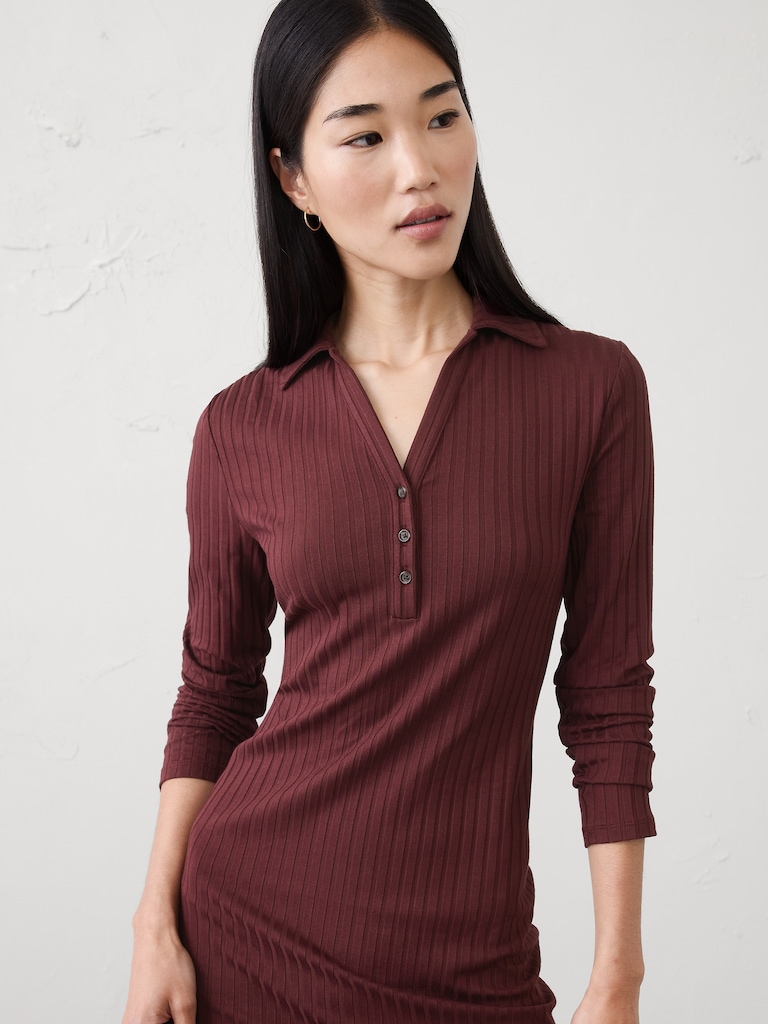 Wide-Ribbed Knit Midi Dress