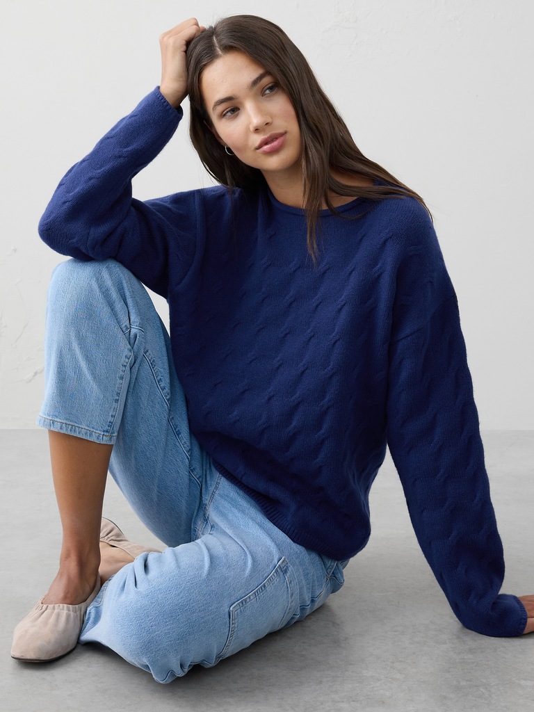 Cable Roll-Neck Sweater