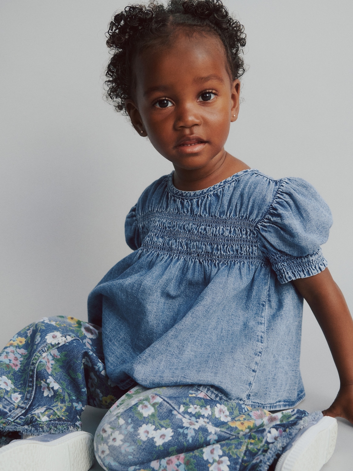 Toddler Denim Smocked Top