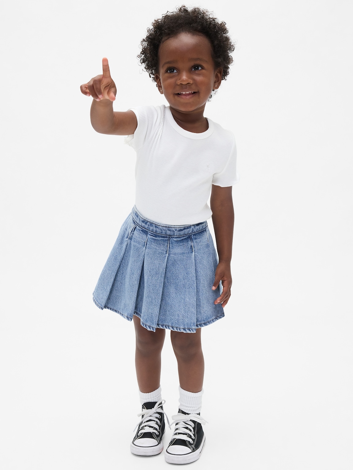 Baby & Toddler Pleated Denim Skort