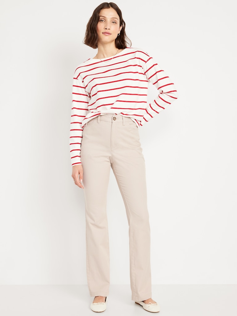 High-Waisted Uniform Boot-Cut Pants