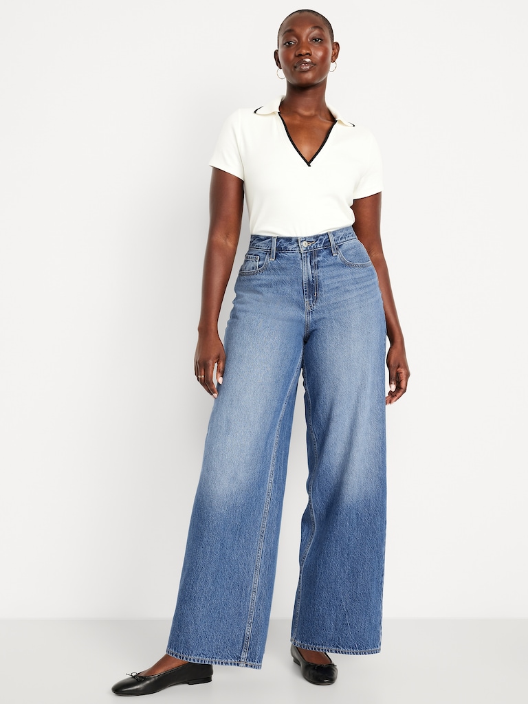 Mid-Rise Wow Baggy Wide-Leg Jeans