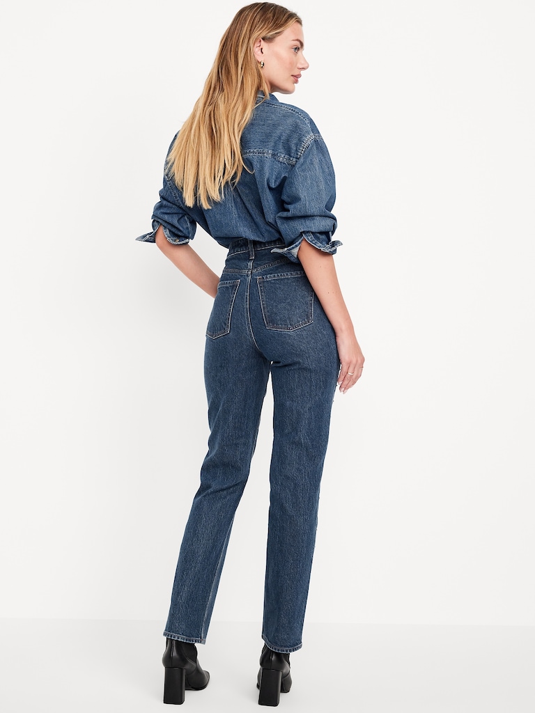 Extra High-Waisted Studded Straight Jeans