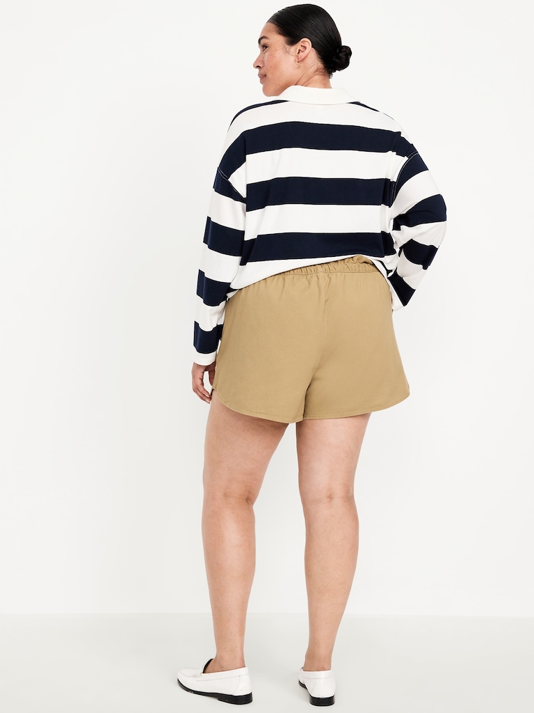Mid-Rise Twill Volume Shorts