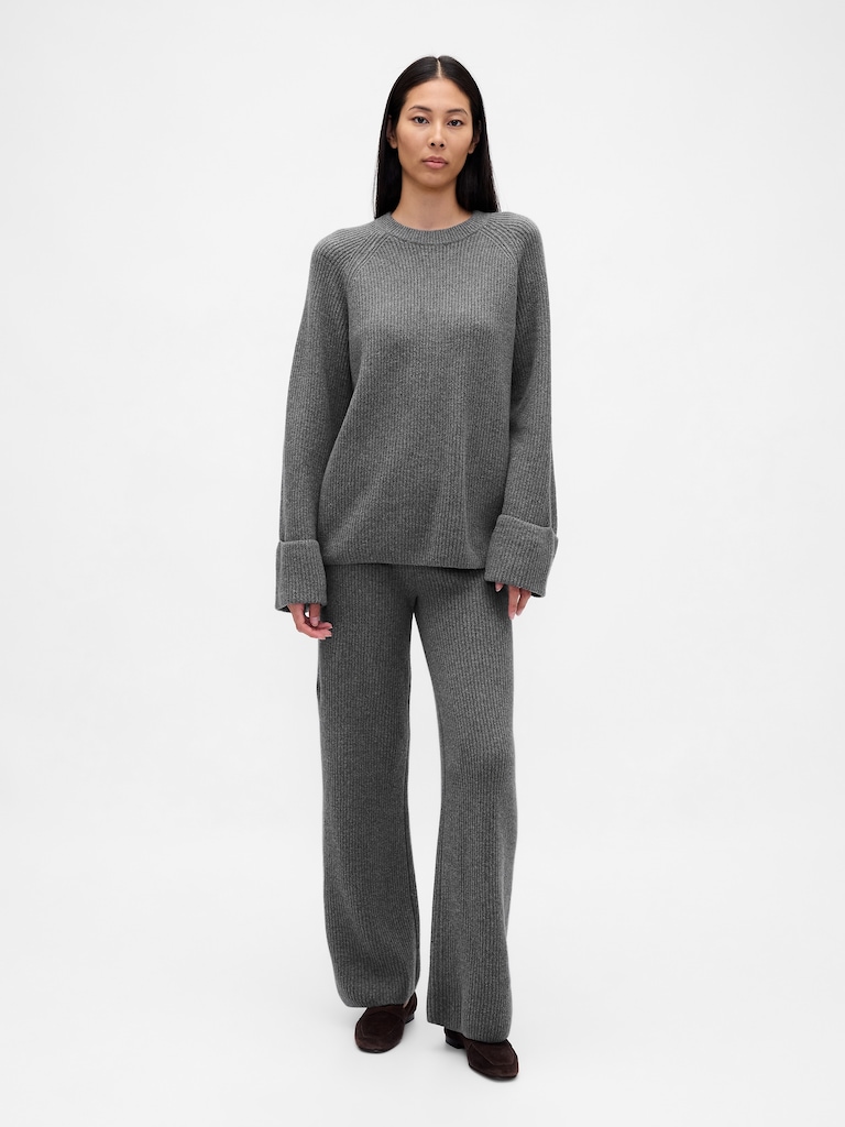 CashSoft Shaker-Stitch Boyfriend Sweater