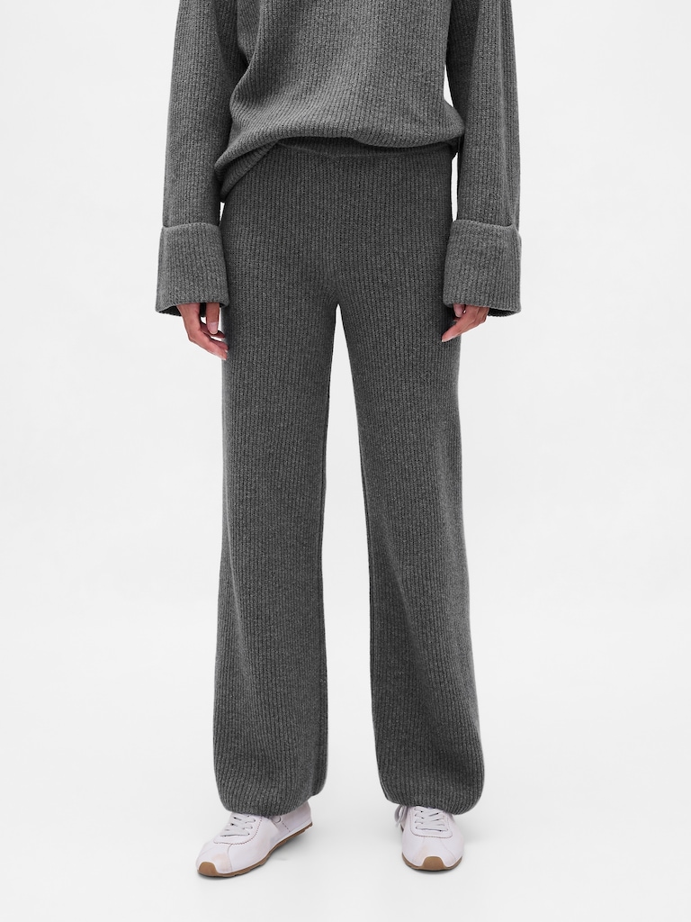 CashSoft Shaker-Stitch Sweater Pants