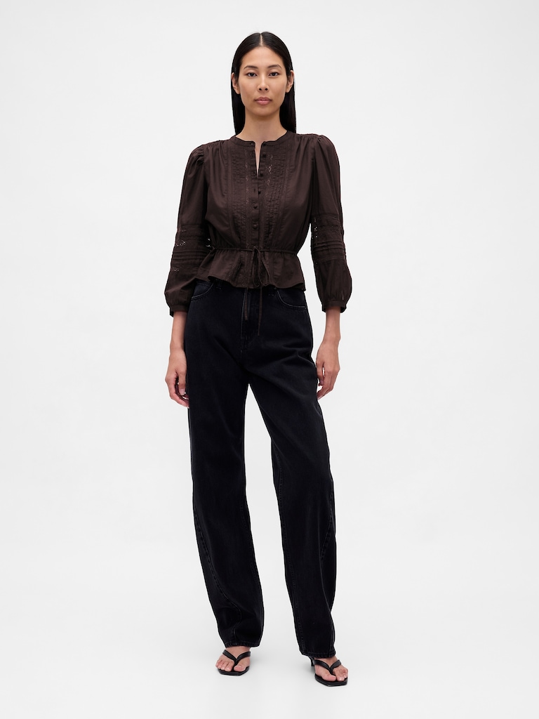 Lace-Trim Voile Top