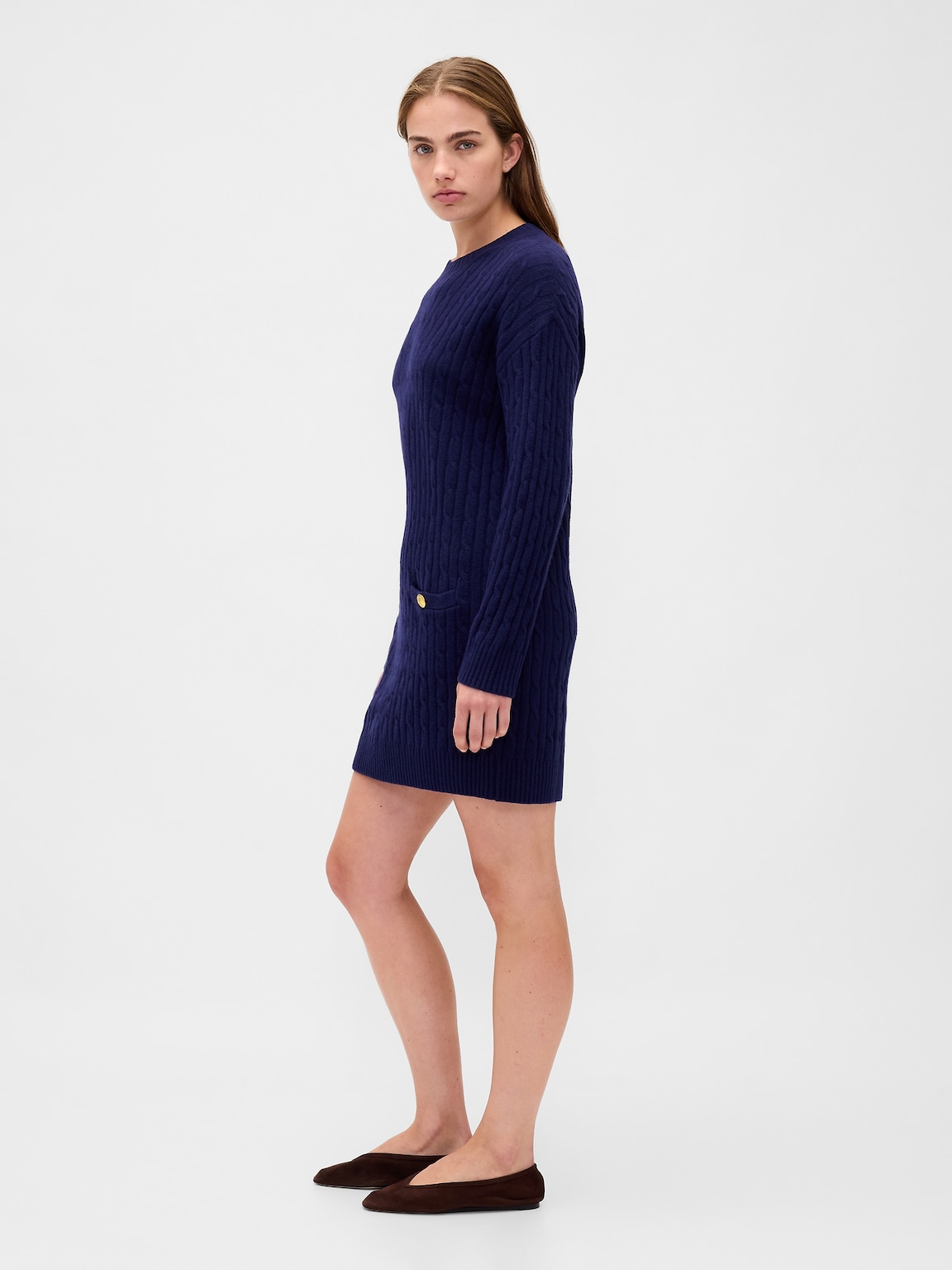 CashSoft Cable-Knit Mini Sweater Dress