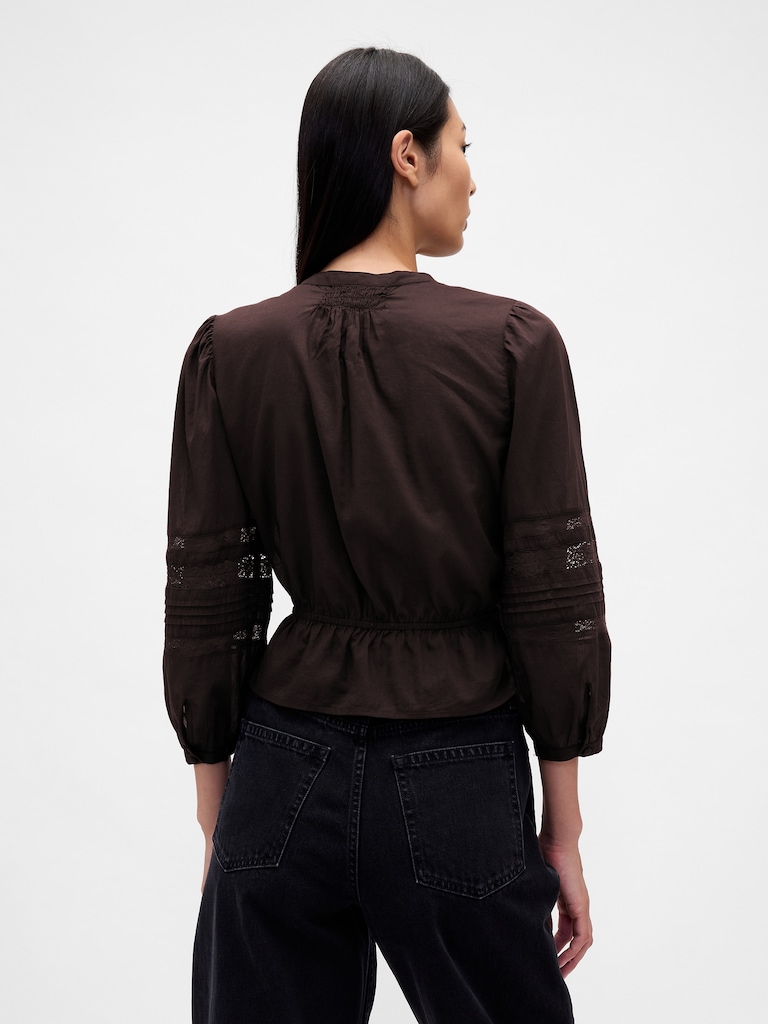 Lace-Trim Voile Top