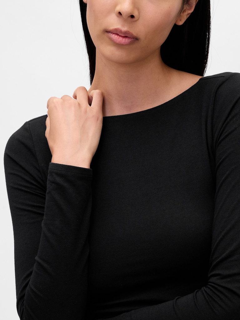 CloseKnit Jersey Boatneck Open-Back T-Shirt
