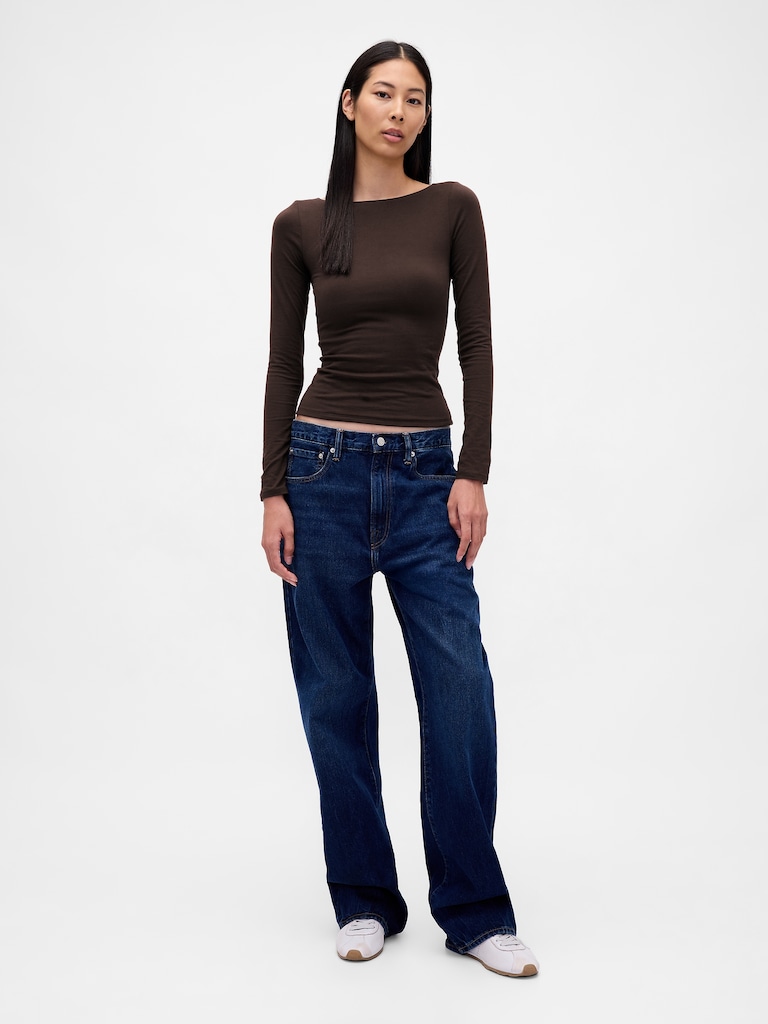CloseKnit Jersey Boatneck Open-Back T-Shirt