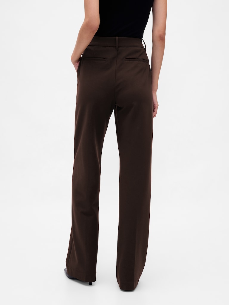 High Rise Double Knit Wide-Leg Pants