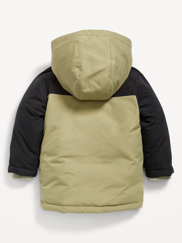 Water-Resistant Color-Block Snow Jacket for Toddler Boys