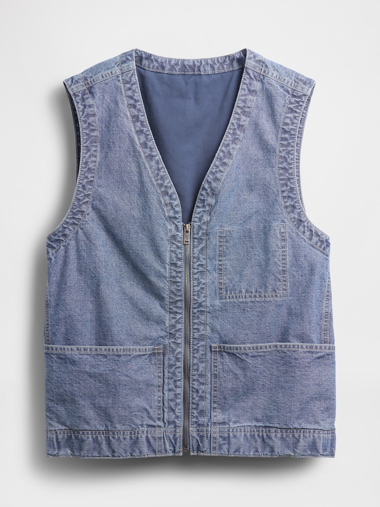 Heavyweight Denim Utility Vest