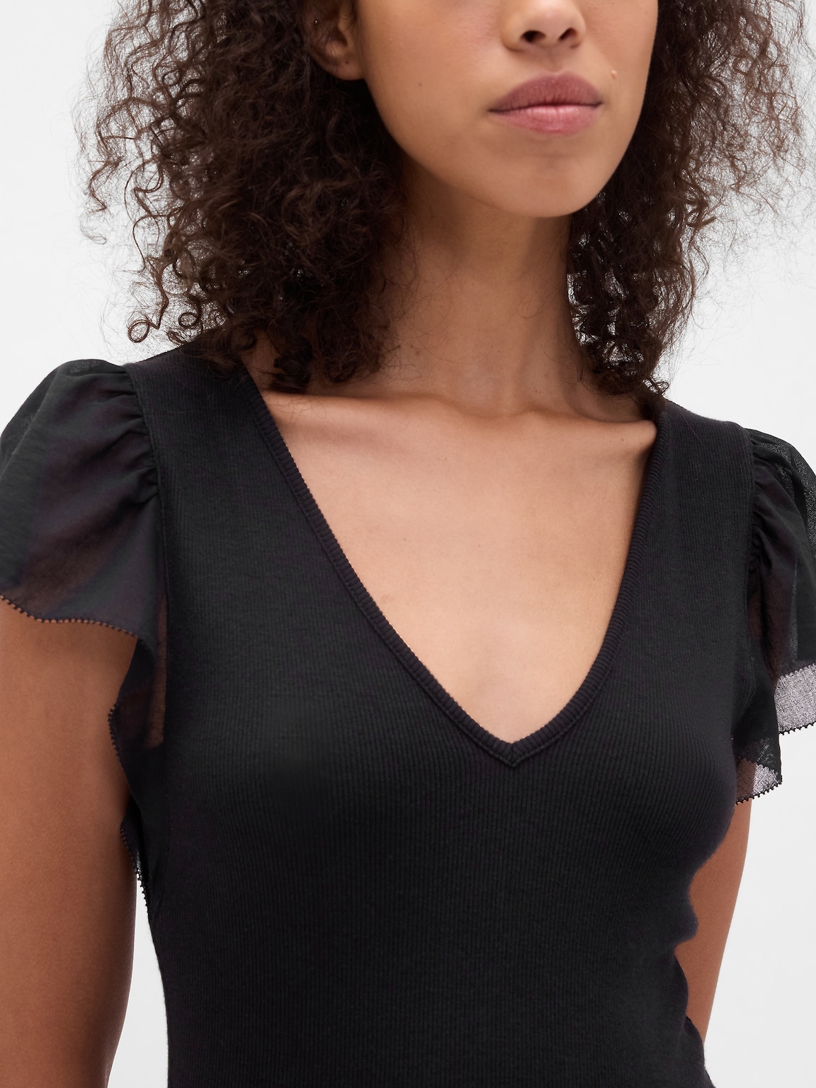 Modern Mixed Media Ruffle Maxi Dress