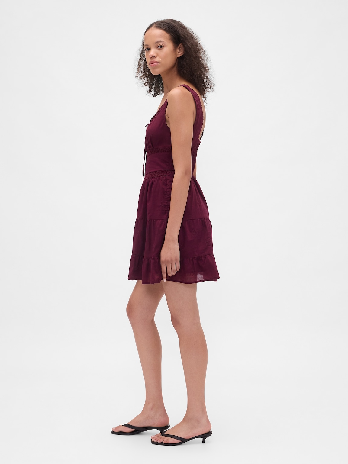 Lace-Trim Tiered Mini Dress
